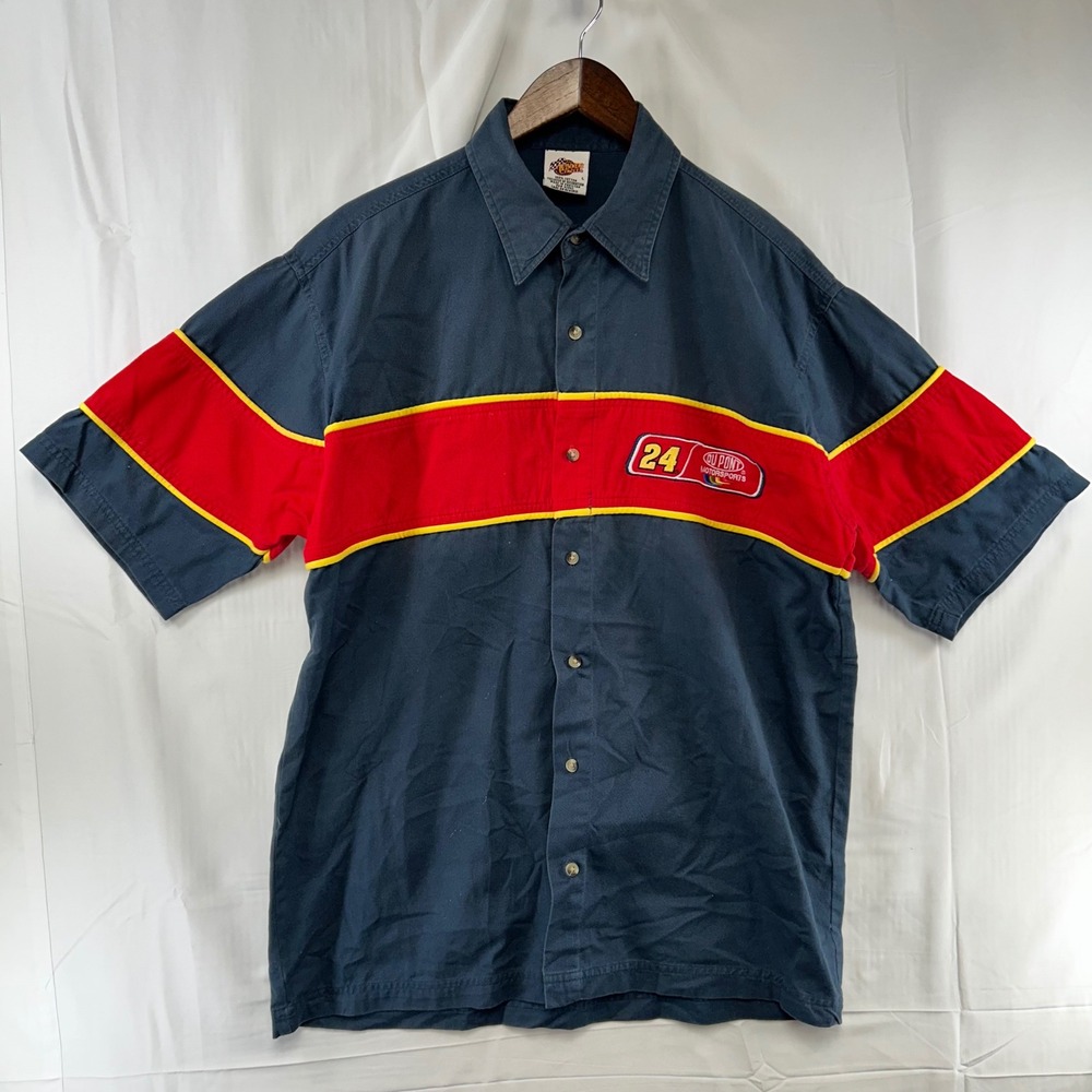 Winner's Circle NASCAR Shirt Mens Large Navy Jeff Gordon 24 Racing Button Up